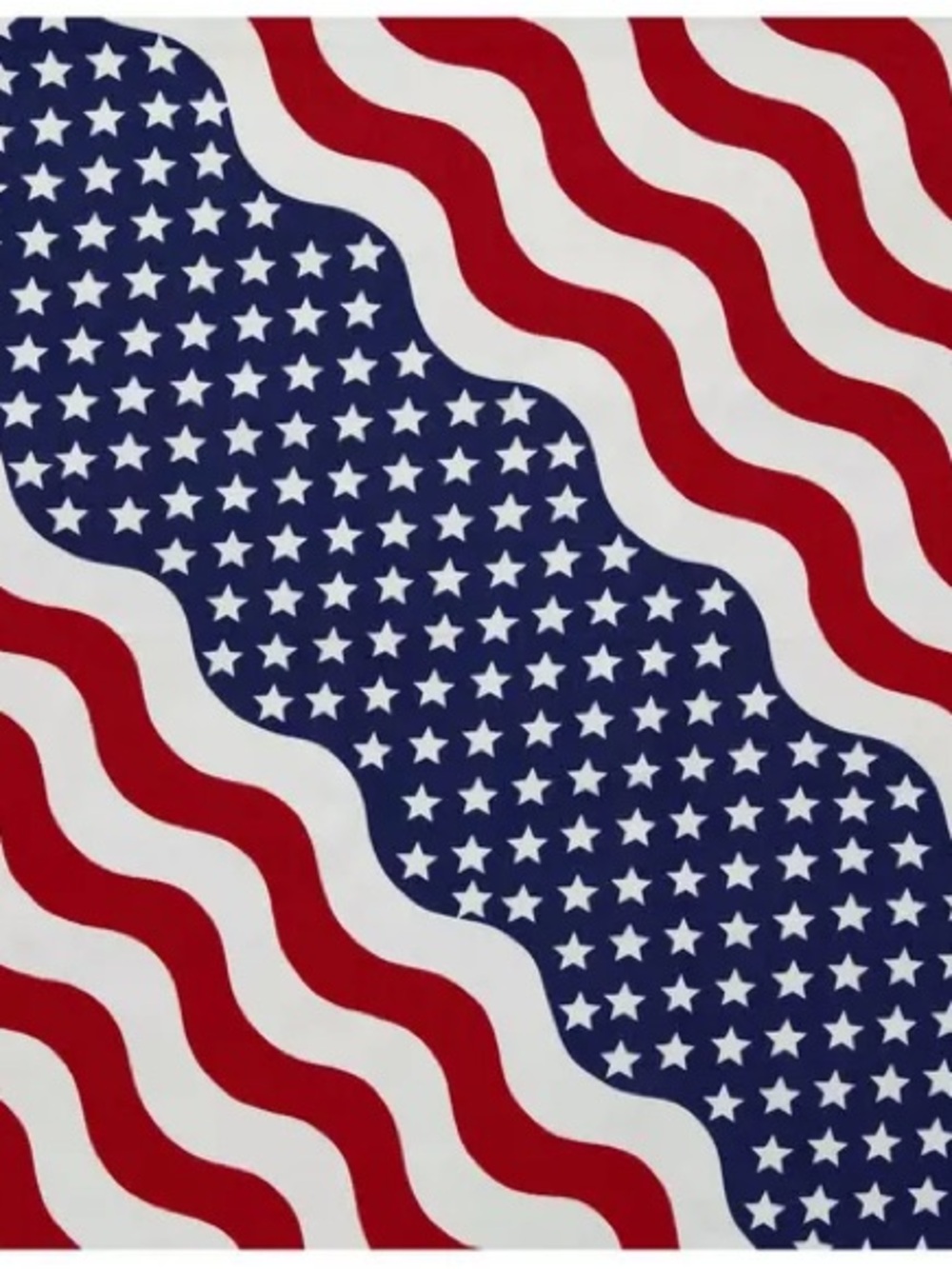 New Wavy Stars & Stripes Bandana Patriotic Stars & Waves Print Fabric